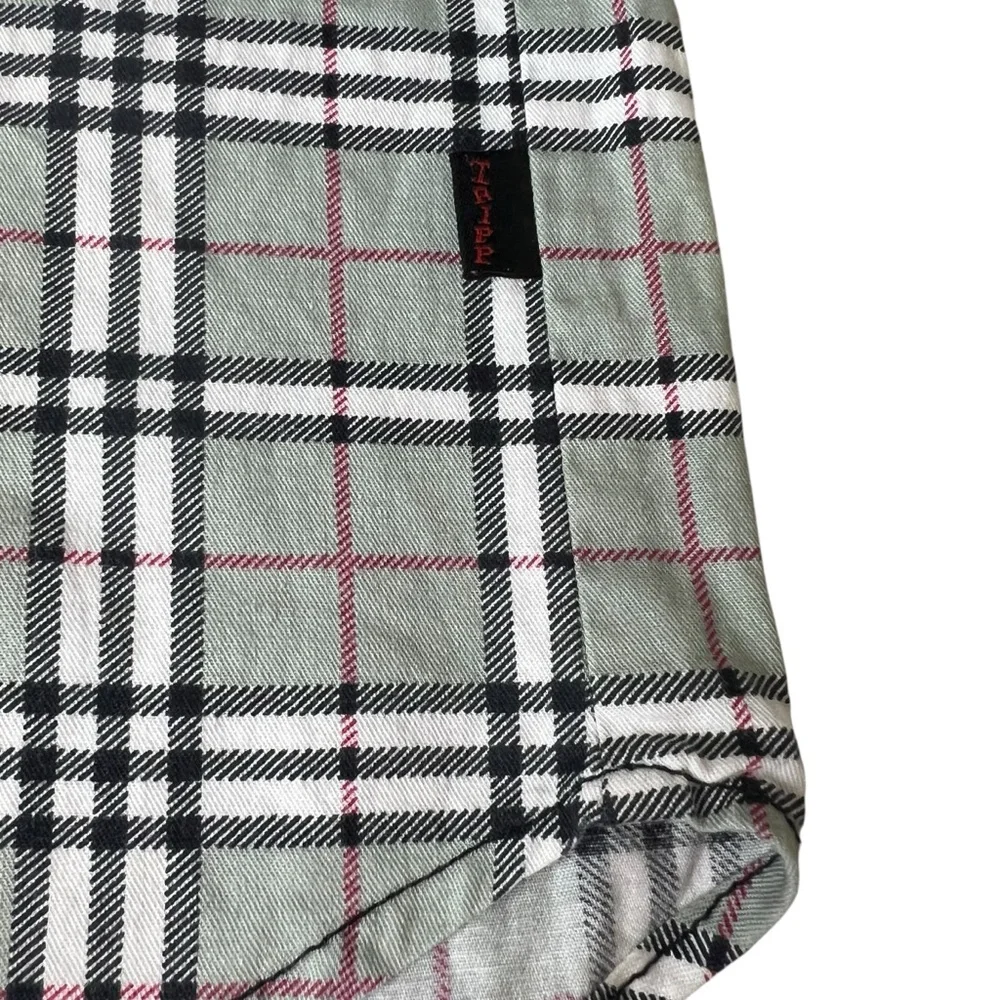 Tripp NYC Men’s Medium Goth Plaid Black/Red Checked Button Up Shirt - Picture 4 of 14